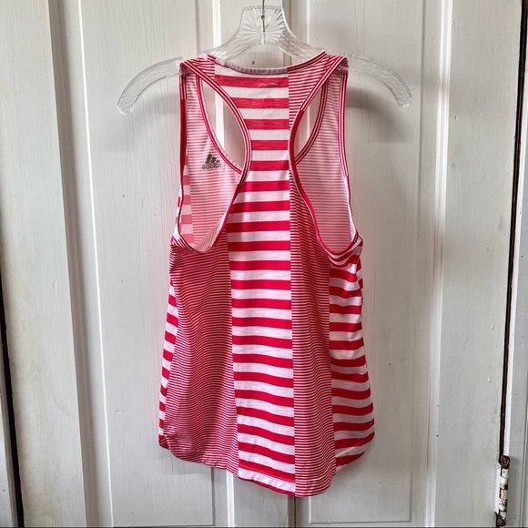 Adidas climalite racerback athletic sleeveless tank top xs pink white striped - Picture 4 of 6